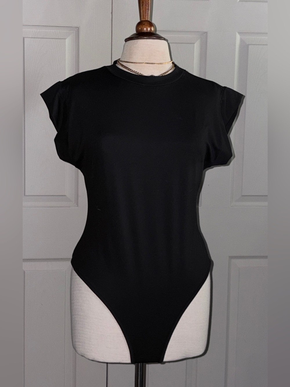 SHEIN LUNE Women Shoulder Padded Black Daily Bodysuit Size Large